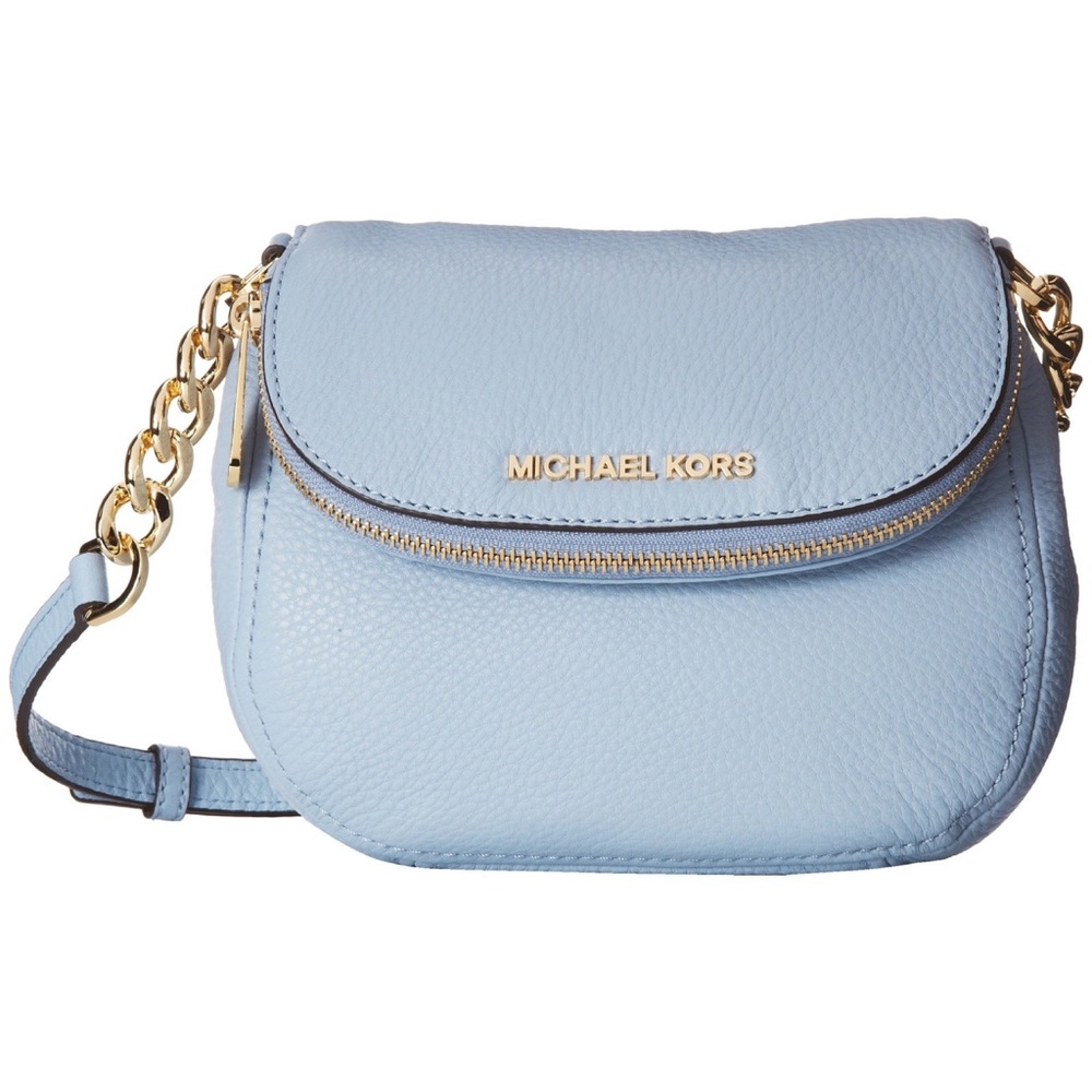 ❤️ Michael Kors Bedford Flap Leather Crossbody Purse in Sky Blue